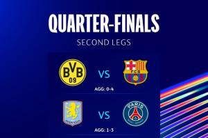 四强之争战火重燃！巴萨4球优势多特已绝境，维拉主场硬刚大巴黎